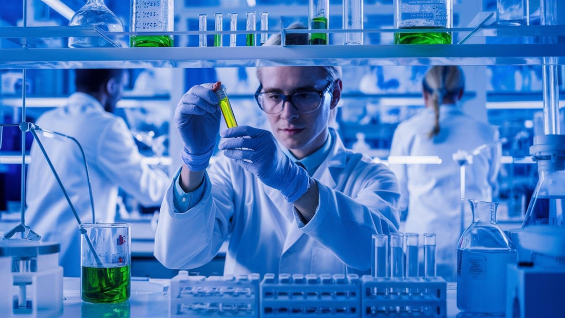 A chemist in a laboratory.