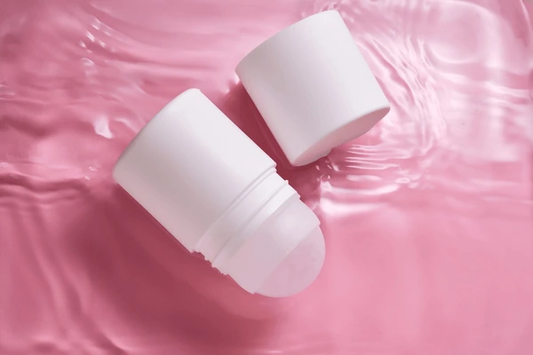 White roll-on deodorant with its cap off
